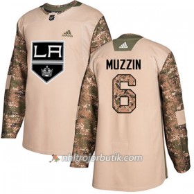 Män Ishockey Los Angeles Kings Tröja Jake Muzzin 6 Adidas 2017-2018 Camo Veterans Day Practice Authentic